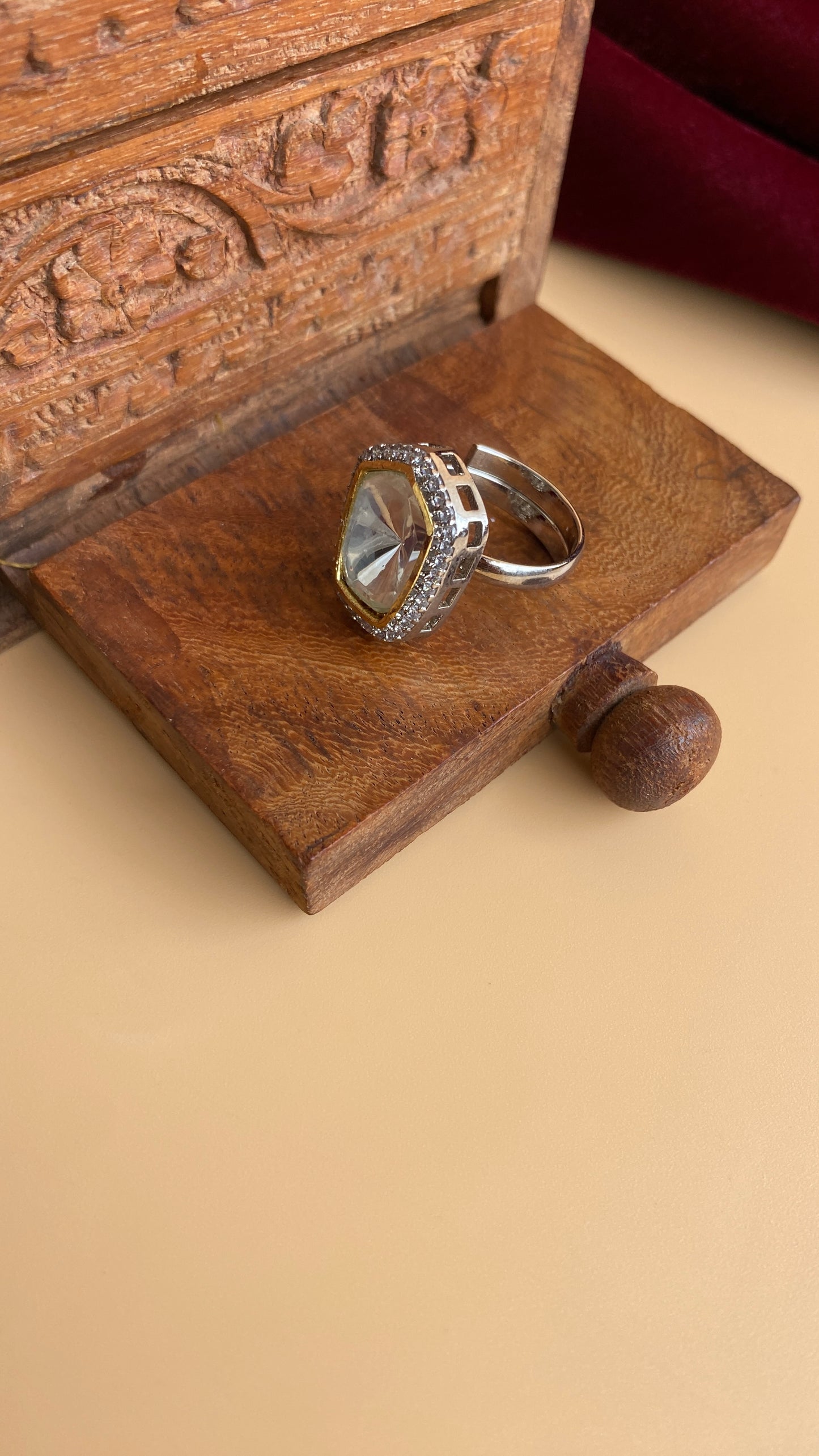 Kundan adjustable ring