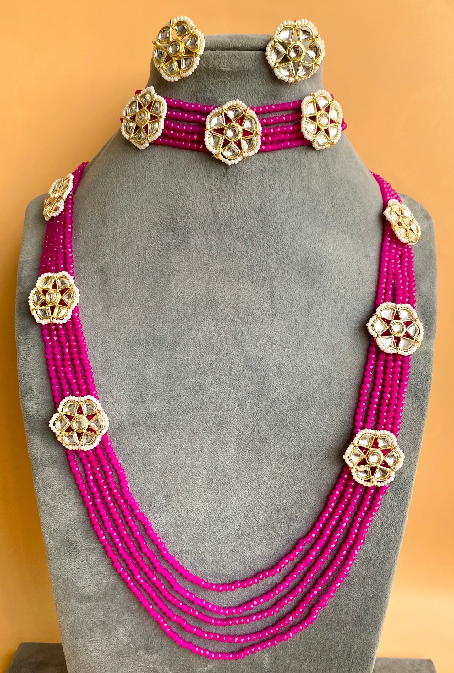 White Indian Double Set with Choker and Studs