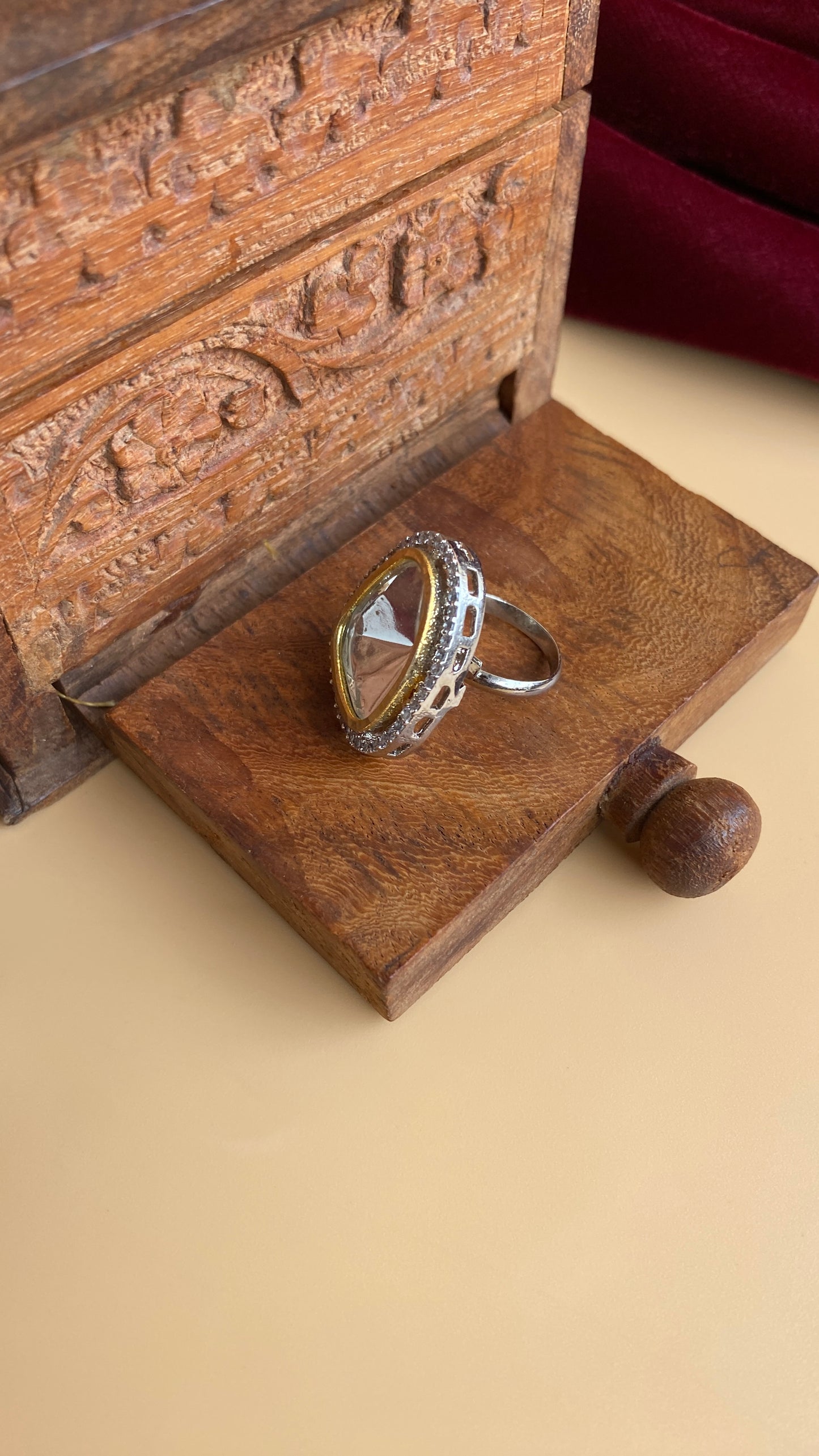 Kundan adjustable ring